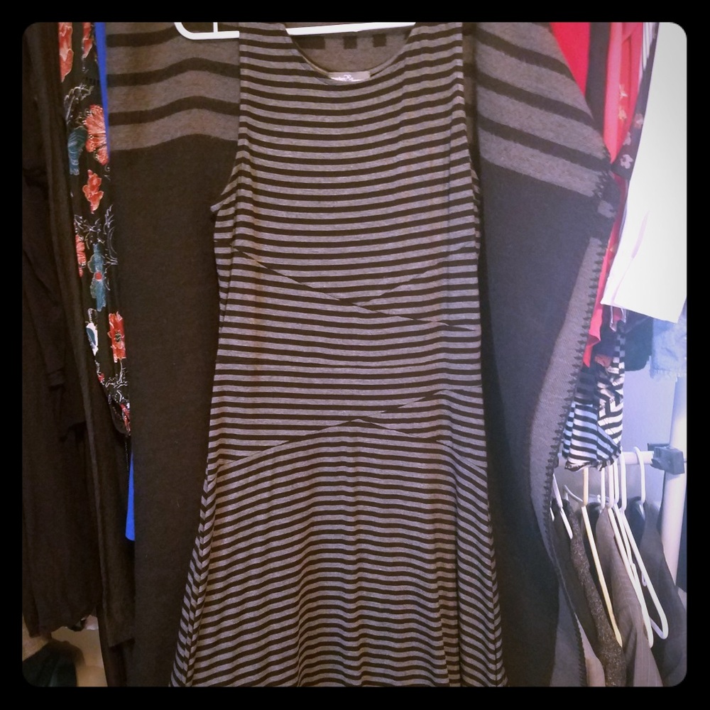 Black & Gray Striped Dress